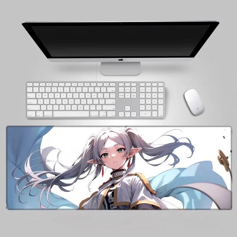 Popular Frieren: Beyond Journey’s End​​ Leather Mouse Pad Animation Peripheral Keyboard Pad Oversized E-sports Non-slip Tablemat