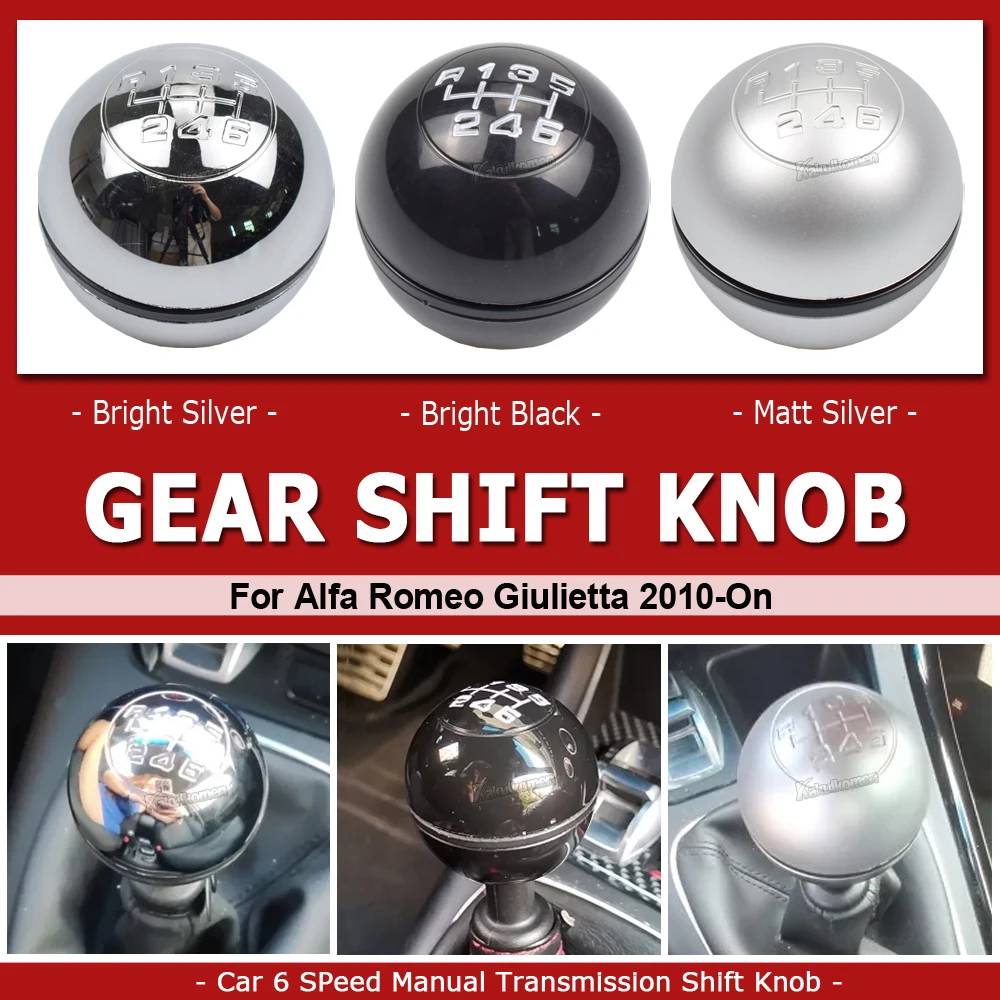 6 Speed Car Manual Gear Shift Knob Chrome Car Gear Shift Knob Shifter Lever Handball For Alfa Romeo Giulietta 2010-2019