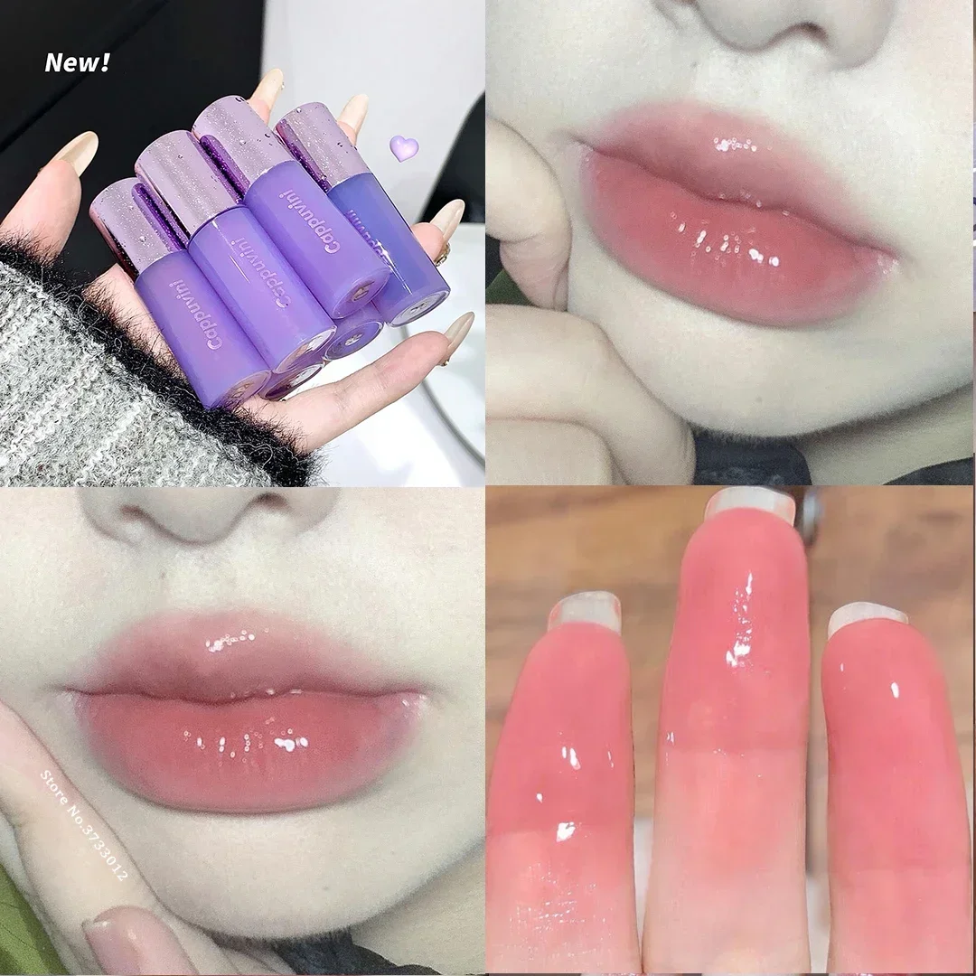 Dunkler Maulbeer-Lip gloss sexy lila roter Spiegel Wasser lippen glasur klares feuchtigkeit spendendes Gelee, das kein klebriges flüssiges Lippenstift öl anhält