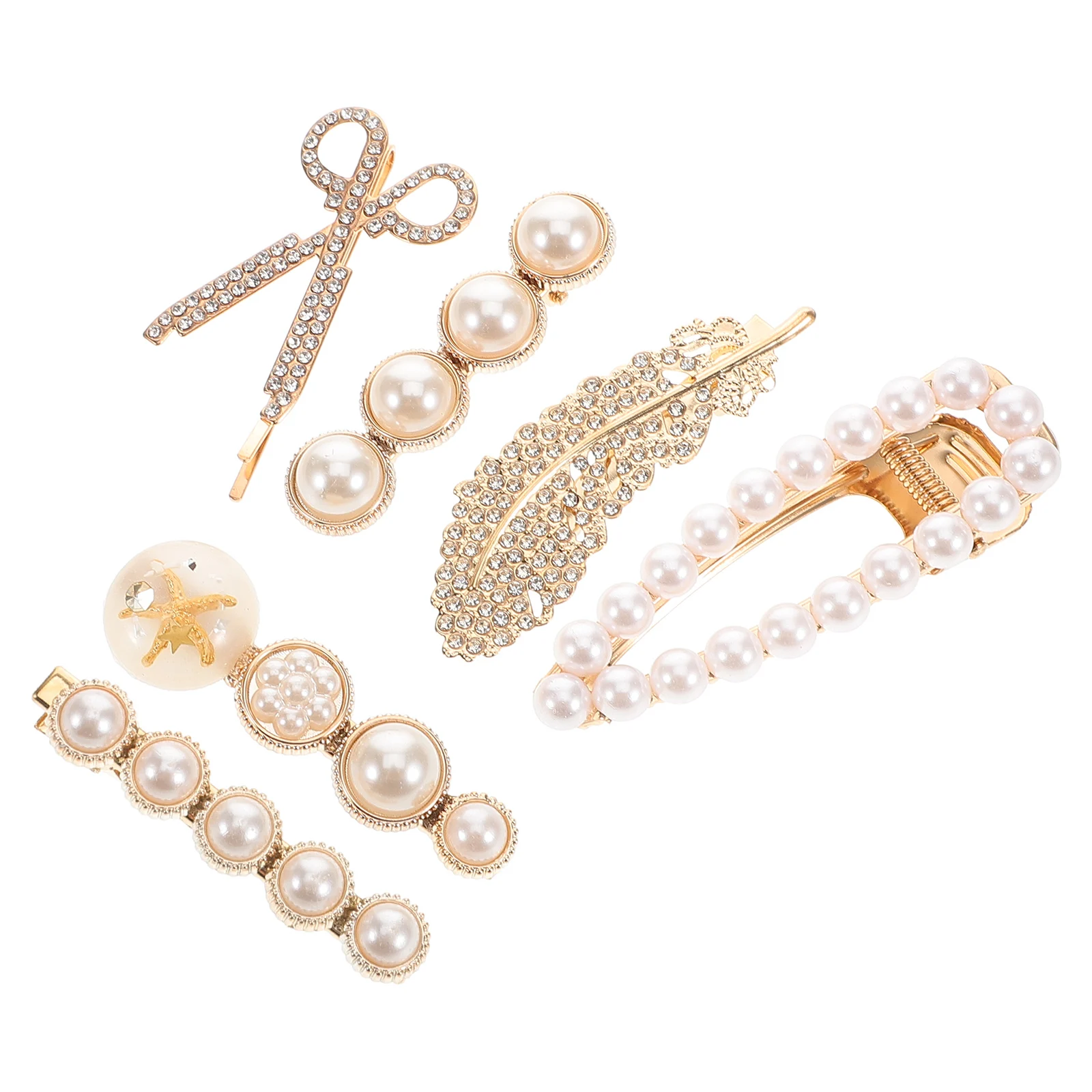 

6 Pcs Hair Clips Rhinestone Barrettes White Smooth Women Hair Rhinestone Hairpins Fixing Tools Stylish Accessories