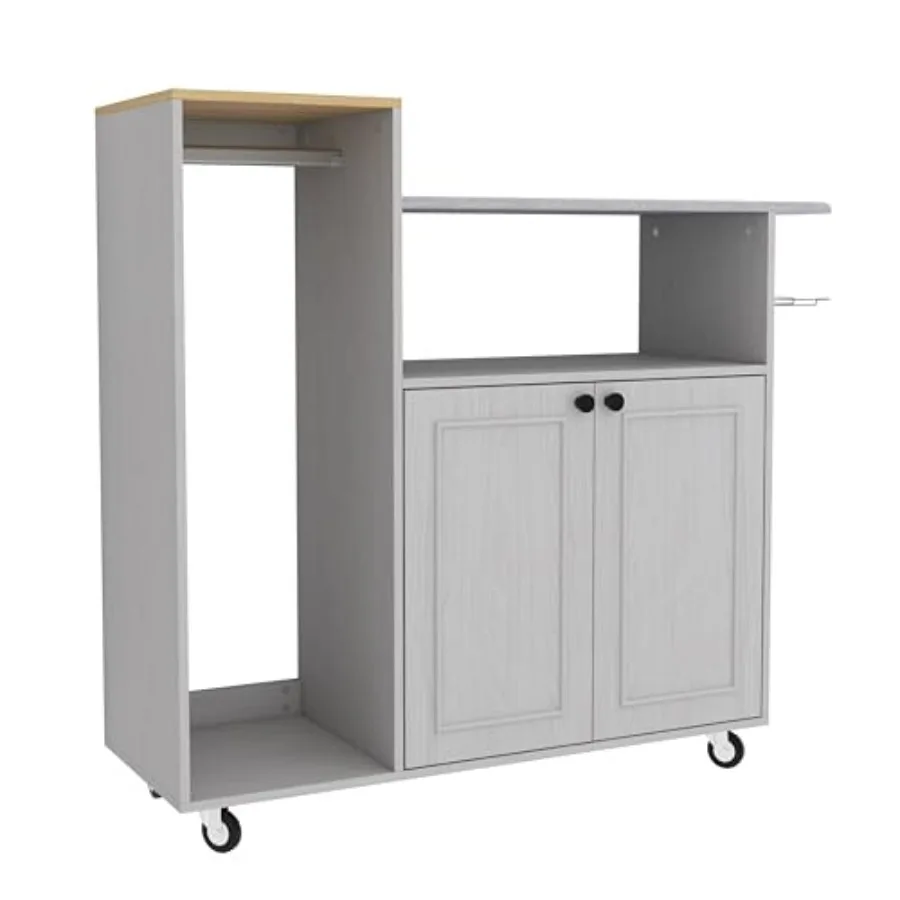 

Мобильная гладильная станция 3-в-1: шкаф-гладильная доска с откидной столешницей, вешалкой и местом для хранения