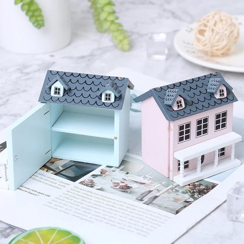 

1:12 Dollhouse Miniature Wooden Little House Model Mini Lovely Villa Doll House Decor Toy Accessories