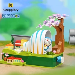 Oryginalne klocki do budowania Doraemon w tunelu termokurczliwym do dekoracji modelu zabawki dla dzieci Puzzle animacja zmontowany prezent urodzinowy