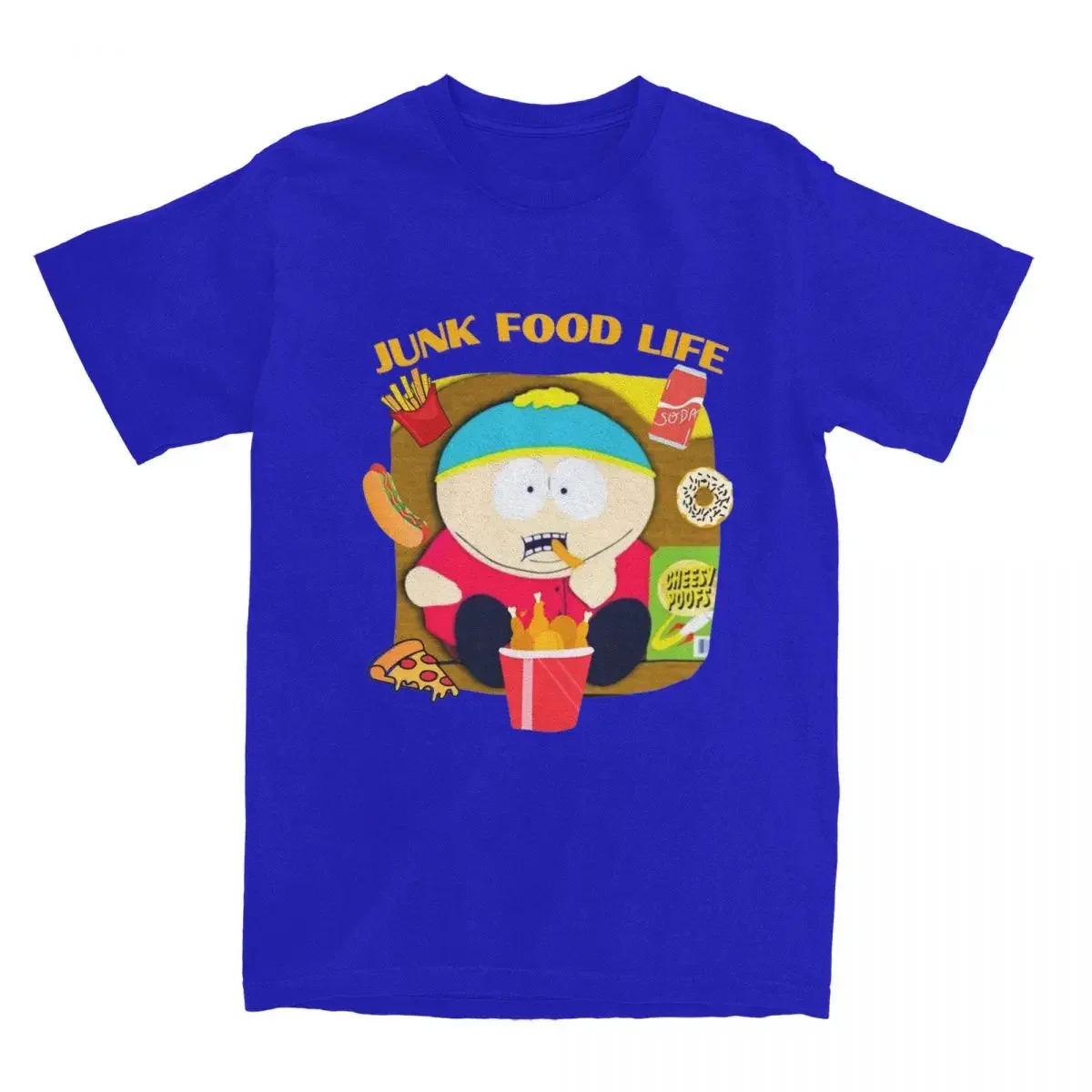 Crew Neck Junk Food Life Cartman Tees Short Sleeve Tops harajuku South-Parks Cartoon T Shirts Men Pure Cotton Casual T-Shirts