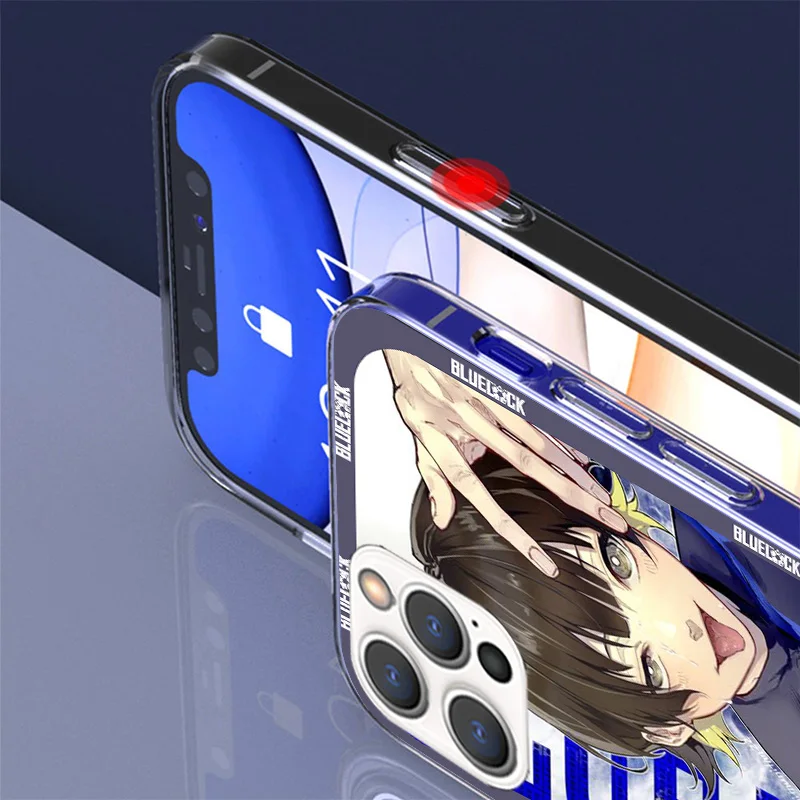 Funda de teléfono de Anime con bloqueo azul, carcasa suave para iPhone 16, 15, 14, 13, 12 Mini, 11 Pro Max, X, XS, 7 Plus, 8 + SE, 2020