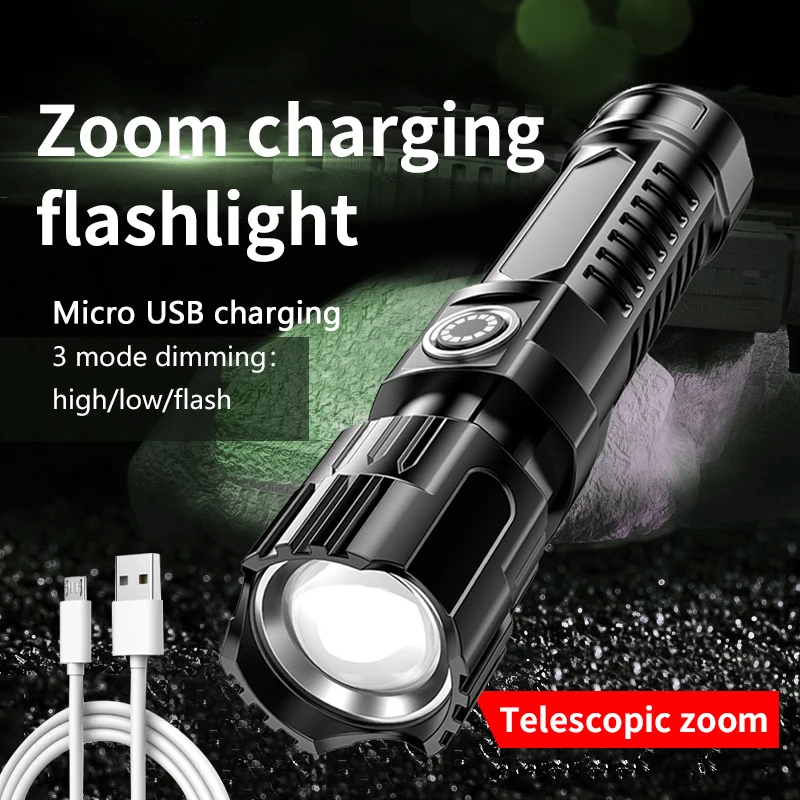 Hot Selling Multifunction COB LED Flashlights High-Power Rechargeable Camping Search Torch Light Luminous Brightness ABS