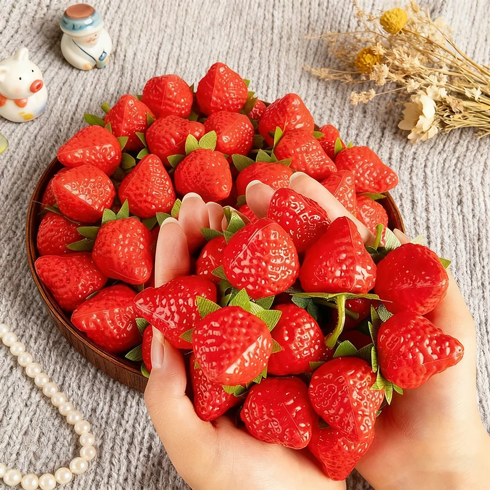 30/50 قطعة الفراولة الاصطناعية الفاكهة وهمية للمنزل ديكور الحفلات التصوير الدعامة عطلة عيد الهالوين الاحتفال