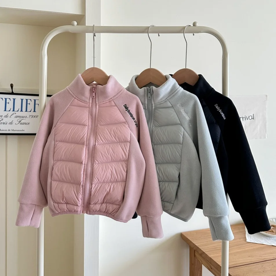 OLEKID Winter 2-10Yrs Kids Duck Down Jacket Children Girl School Uniform Liner Coat Solid Teens Girls Lightweight Outerwear Coat