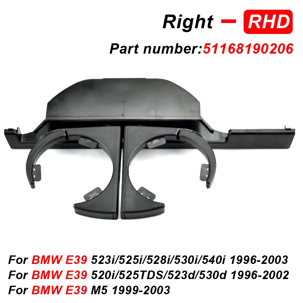 Suporte duplo dianteiro e traseiro do copo da bebida do carro, BMW E39, 520i, 525i, 528i, 520d, 1997-2003, 51168184520, 51168190205, 51168190206