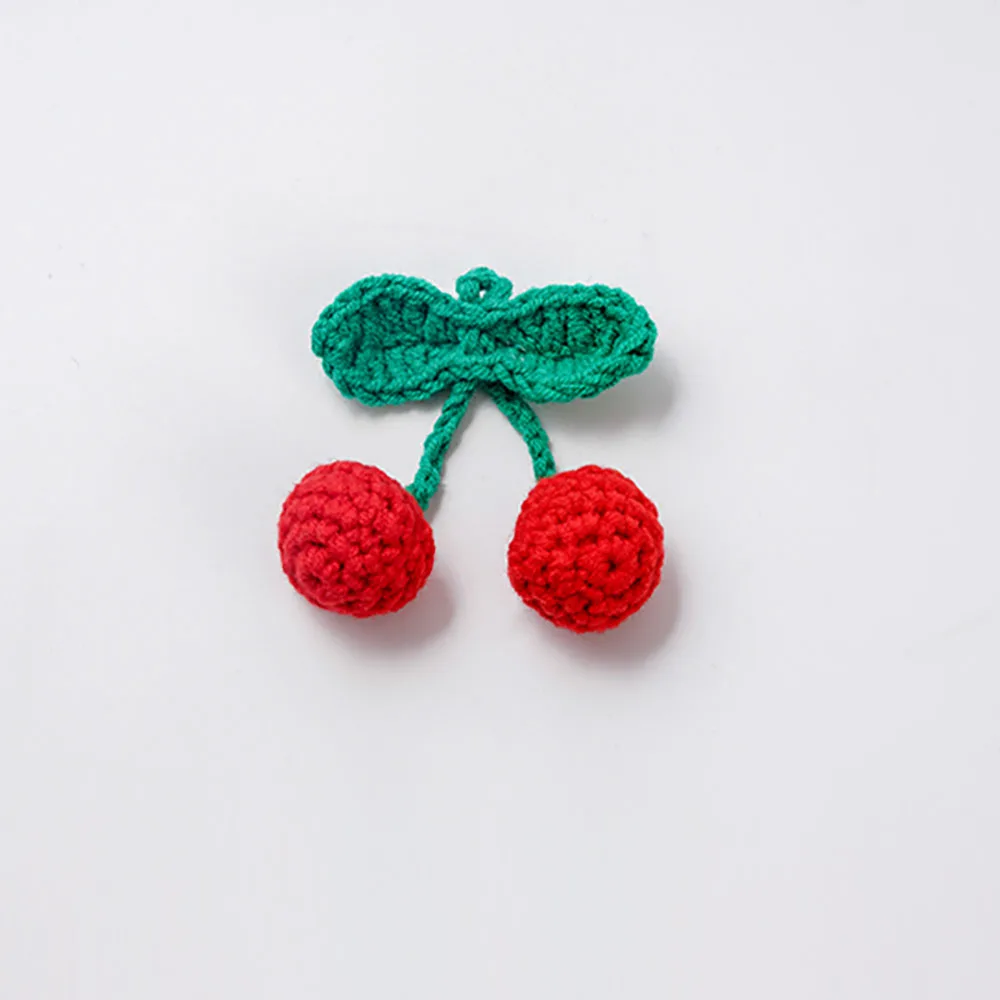 ZHEN-D 100% Handmade Crochet Cherry Hand-knitted cotton wool Brooch Pin Lovely girl kid Clothes Sweater Canvas bag Decoration