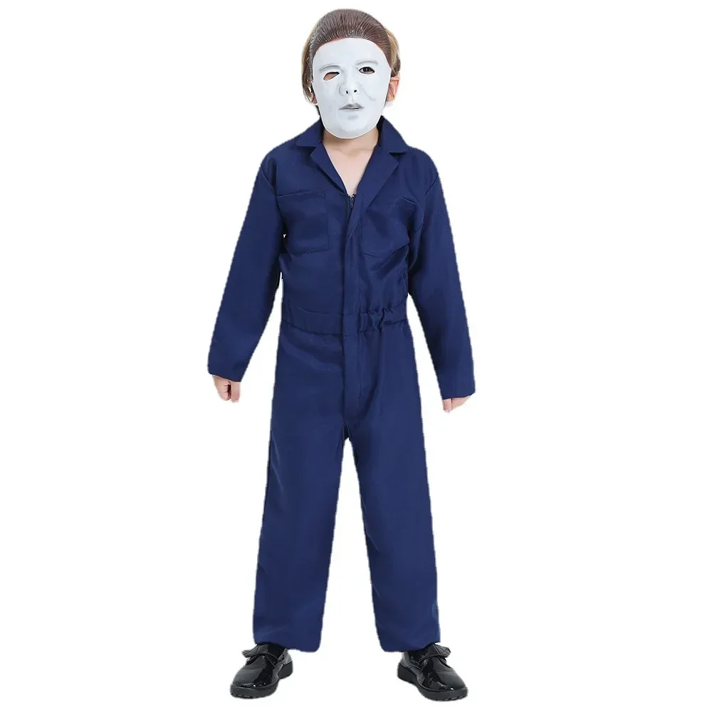 Kids Killer Michael Myers Boys Frightful Scary Cosplay Halloween Party Costume Michael Myers Cosplay Costume Mask Props Jumpsuit