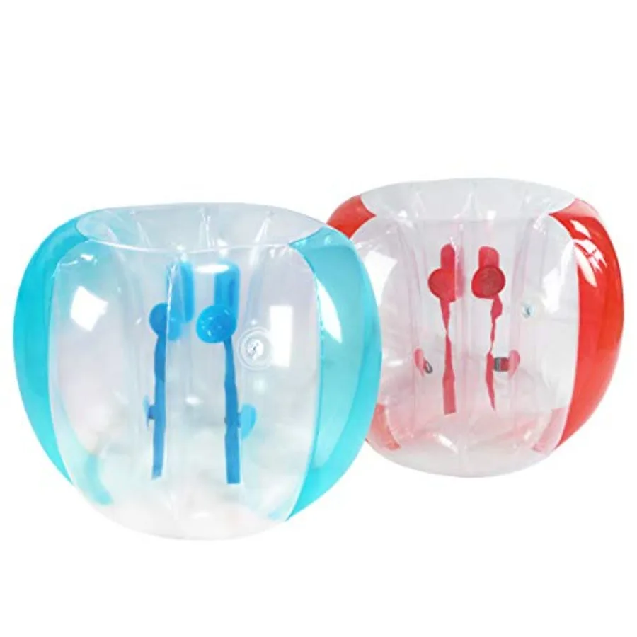 Outdoor team gaming play: inflatable sumo ball set, PVC material, blue and red, 48-inch diameter, durable bounce and bumper des