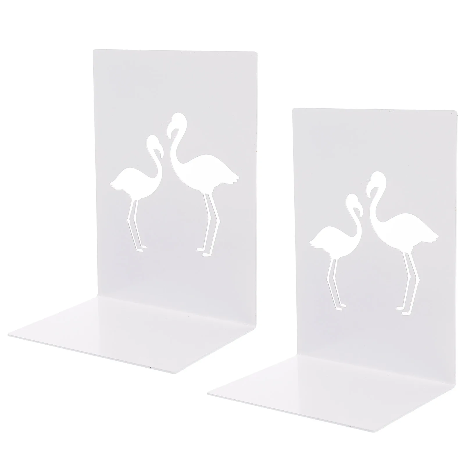 

2 Pcs Flamingo Book Story Metal Bookends Cartoon for Desk Decorative Stand Iron