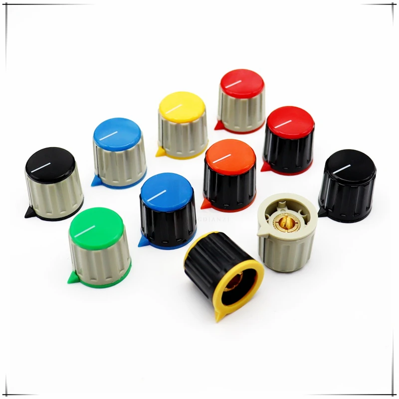 2PCS KN21-6 21*21MM Plastic Knob Potentiometer Knob Cap Instrument Panel Operation Switch Knob Cap Round Hole 6MM