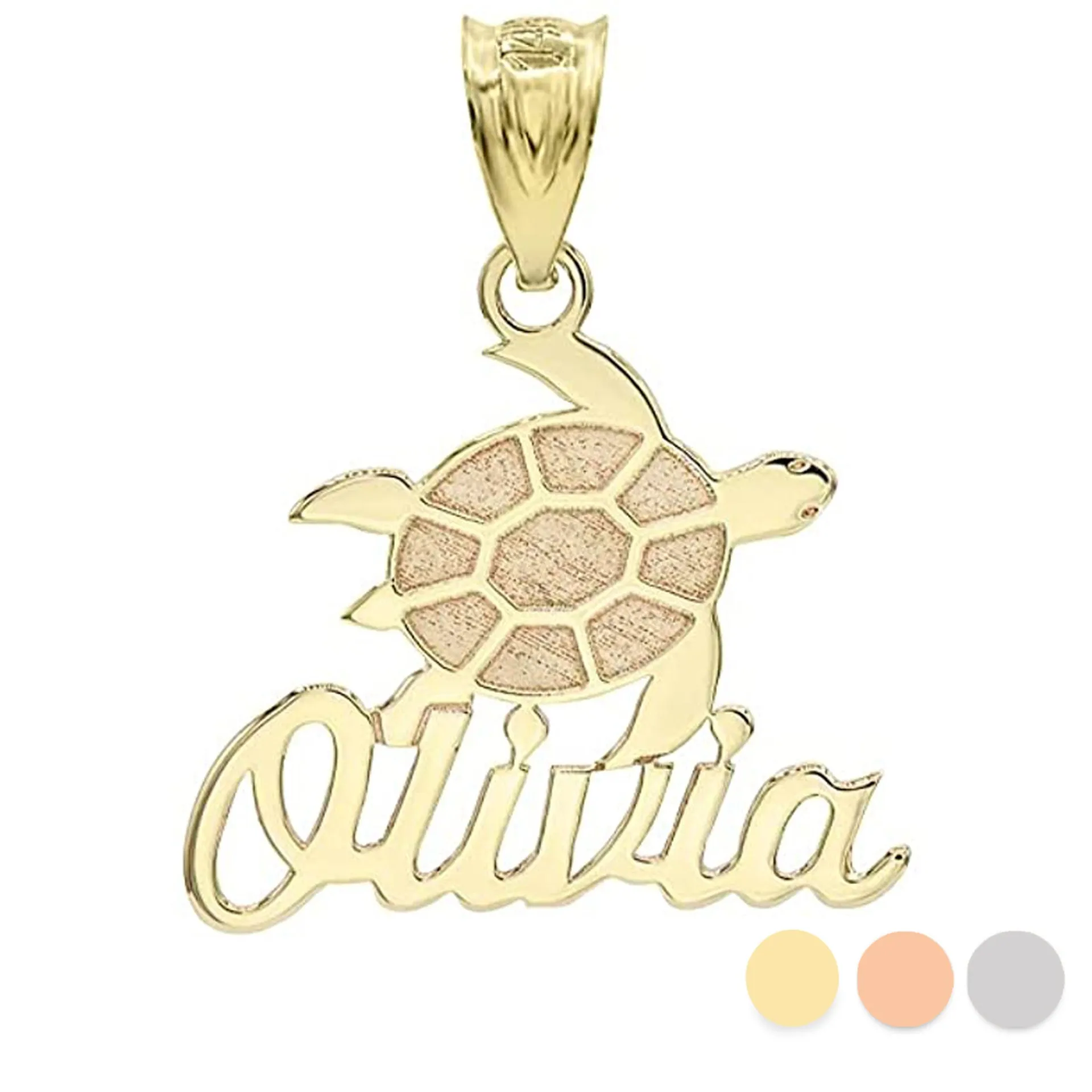 

Turtle Necklace Personalized Name Engraving Textured Shell Design Dainty Chain Animal Themed Jewelry Gift for Nature Lovers