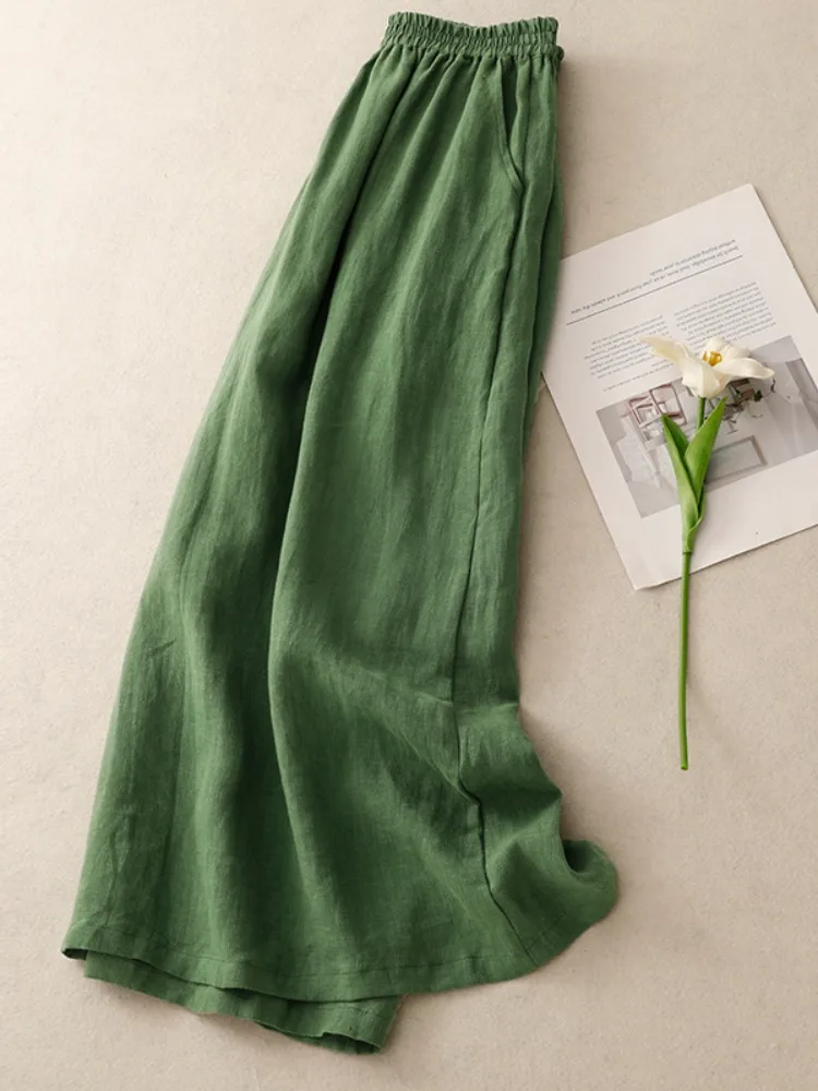 High-End Linnen A-lijn Midi Rok Vrouwen Zomer Eenvoudige Zijsplit Afslanken f-lengte Rokken Artistieke Sle Hoge Taille katoen
