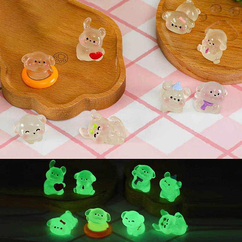 Mini Luminous Dog Figurines Miniature Craft Fairy Garden DIY Kid Bedroom Living Room Car Ornament Home Desktop Decoration