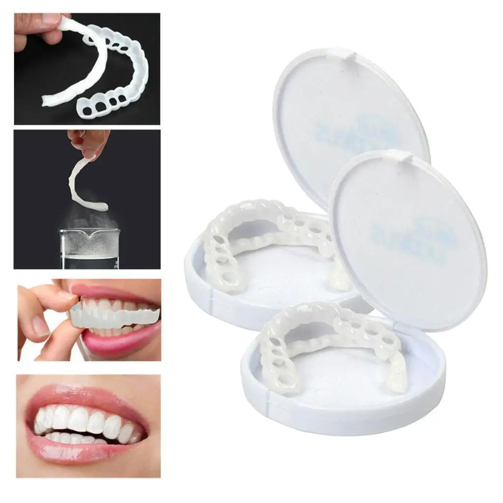 2 Set Perfect Veneers False Tooth Covers White Upper & Lower Set