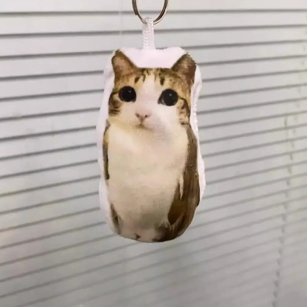 Portable OMG Cat Squeeze Talking Cat For Bag Cat Voice Keychain Plush Stress Relief with Sound Funny Bag Pendant Charm Gift