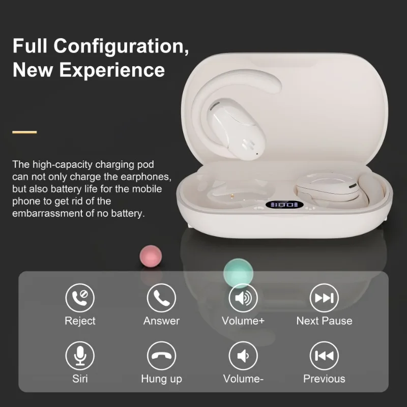 

Rotatable Hook Bluetooth Headset Air Conduction Non-leakage Soft Silicone Earhook Headphones