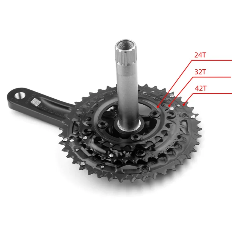 PROWHEEL MTB 104BCD Crankset Hollow integrated 24-32-42T Chainrings 9/10/11 Speed 170mm 4 claws STELL Mountain Bike Crank