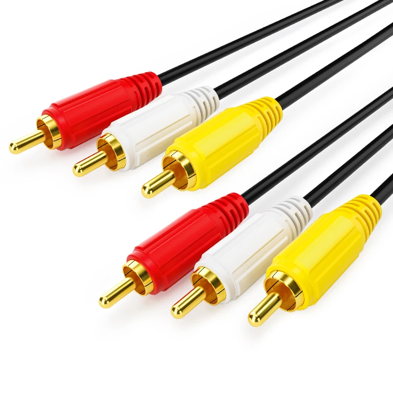 كابل تشوسيل الصوت والفيديو RCA 3RCA إلى 3RCA مركب AV كابل متوافق مع فك التشفير مكبر الصوت مشغل دي في دي