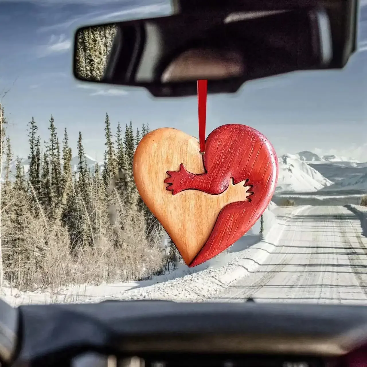 

Acrylic Heart-shaped Hanging Decoration Car Rearview Mirror Pendant Christmas Tree Decoration Valentine's Day Love Pendant