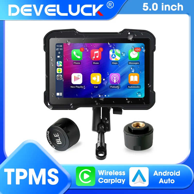 

5'' Carplay for Motorcycle Navigation GPS Wireless Android Auto Motorbike TPMS IPX7 Waterproof Display Screen Moto Accessories