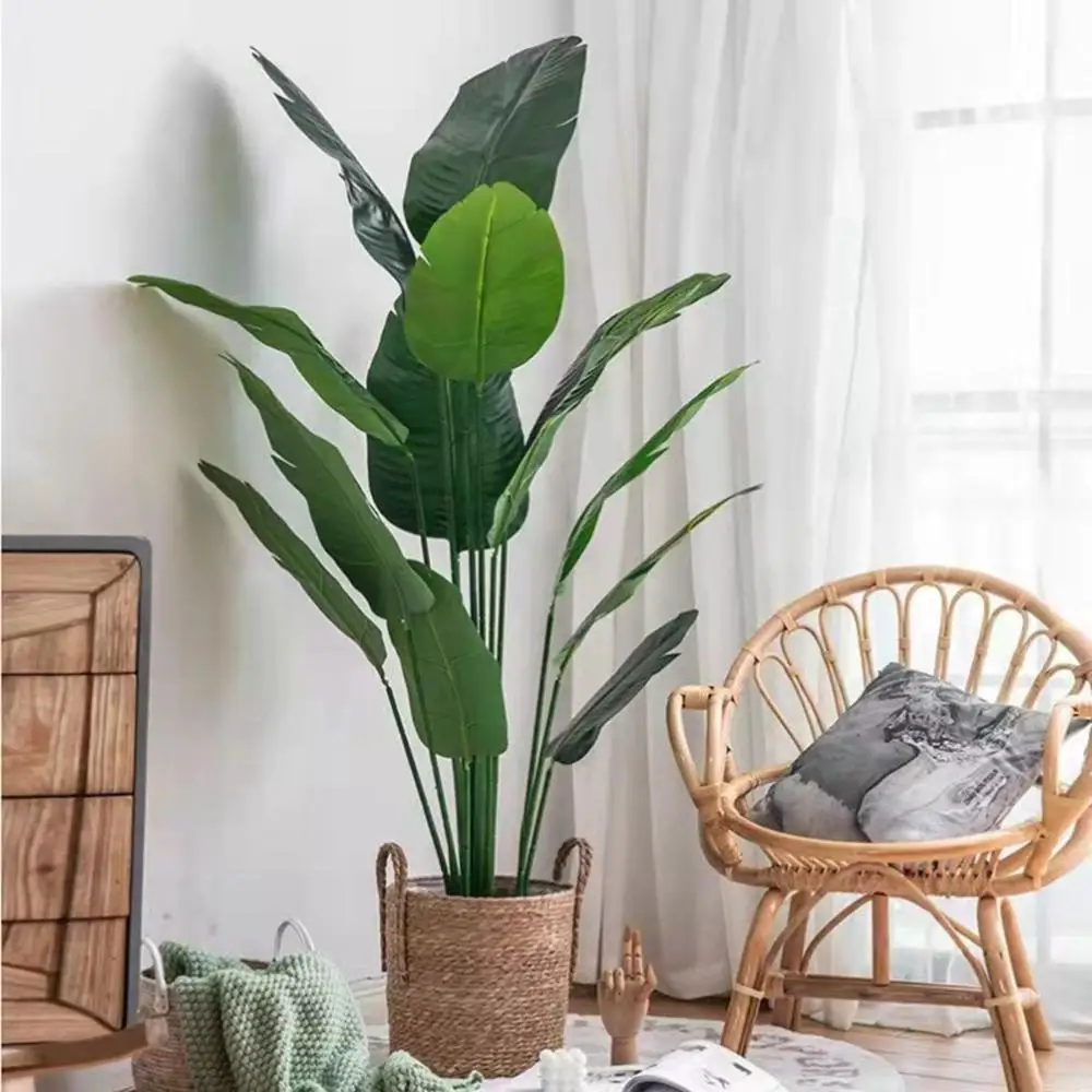 

Wedding Decor Tropical Greenery Living Room Artificial Palm Fake Plant Faux Banana Tree Home Decoration