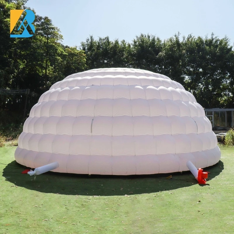 Tienda de campaña con cúpula geodésica inflable blanca de 8 metros construida a medida para juguetes de planificación de eventos de fiesta