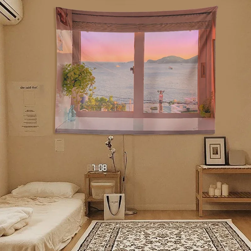 Macrame Curtain Painting Posters Tapestry Wall Hanging Bohemian Decor Teen Indie Aesthetic Room Decor Anime Tapestry Custom - view 4