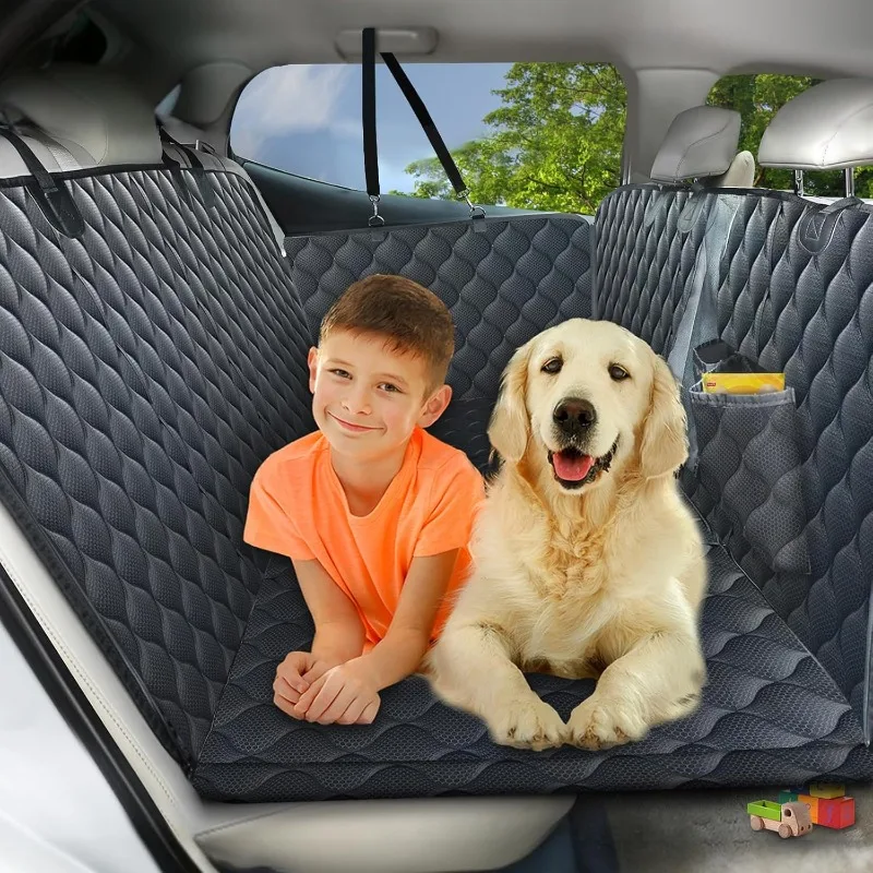 

Back Seat Extender for Dogs with Hard Bottom, Waterproof Dog Car Seat Cover for Back Seat, Dog Hammock for Car with Mesh