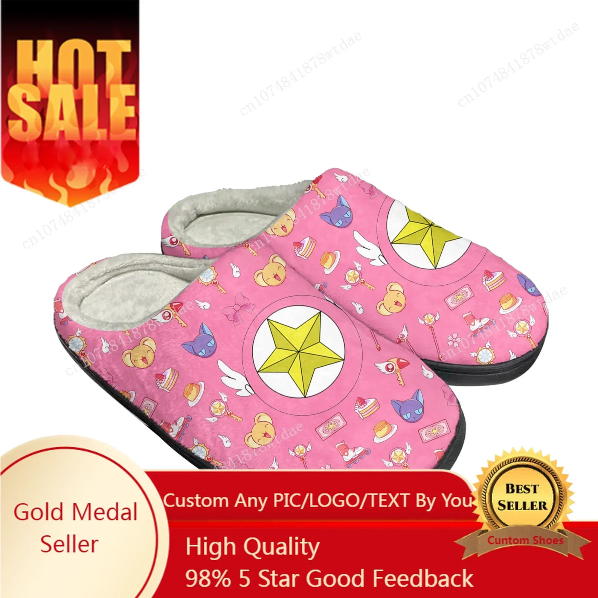 Cardcaptor Sakura Home Cotton Slippers Mens Womens Plush Bedroom Casual Keep Warm Shoes Anime Custom Thermal Indoor Slipper