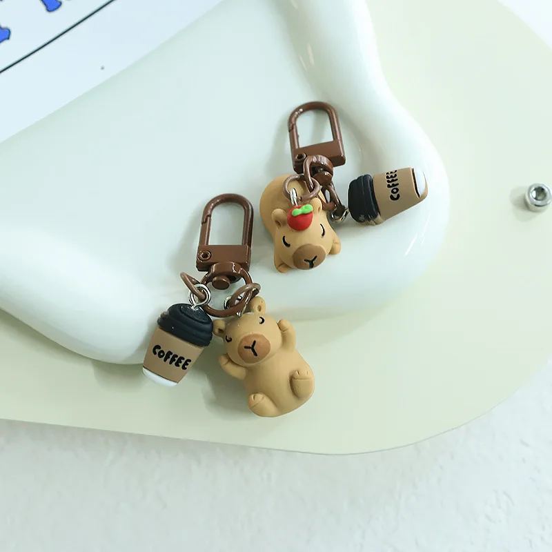 Cute Resin Capybara Keychain for Women Capibara Animal Key Chains Bag Pendant DIY Earphone Case Gift for Girls