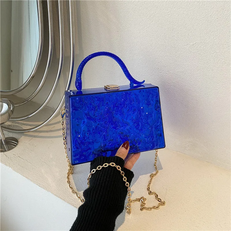 Transparent Acrylic Evening Clutch Hand Bag Fashion Lady Crossbody Shoulder Bags Women Metal Lock Purses And Handbags Box Bag