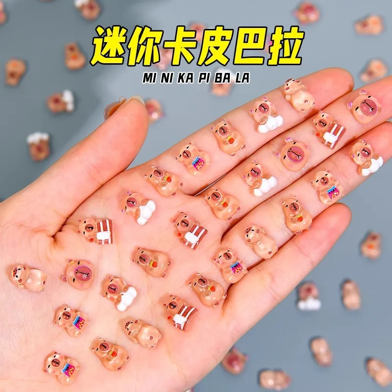 Super mini kapibara mini zabawka lalka dla dziewczynki zabawka kreskówkowa figurka wydry element dekoracyjny akcesorium do zdobienia paznokci DIY