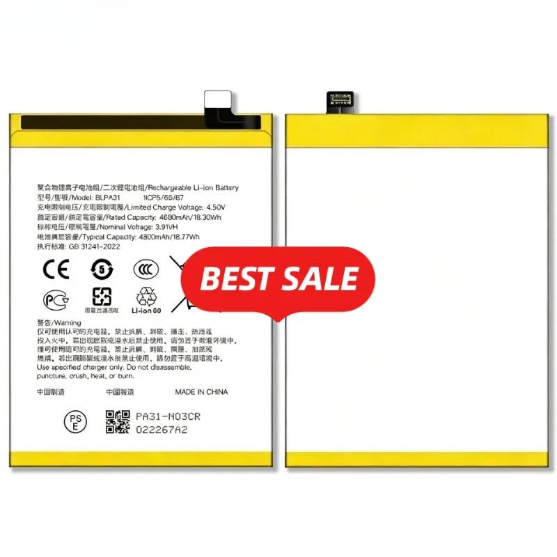 BLPA31 for OPPO Reno 11 (China) Phone Battery 0 Cycle High Quality Capacity Battery Replacement Bateria Grade A Cell with Tools