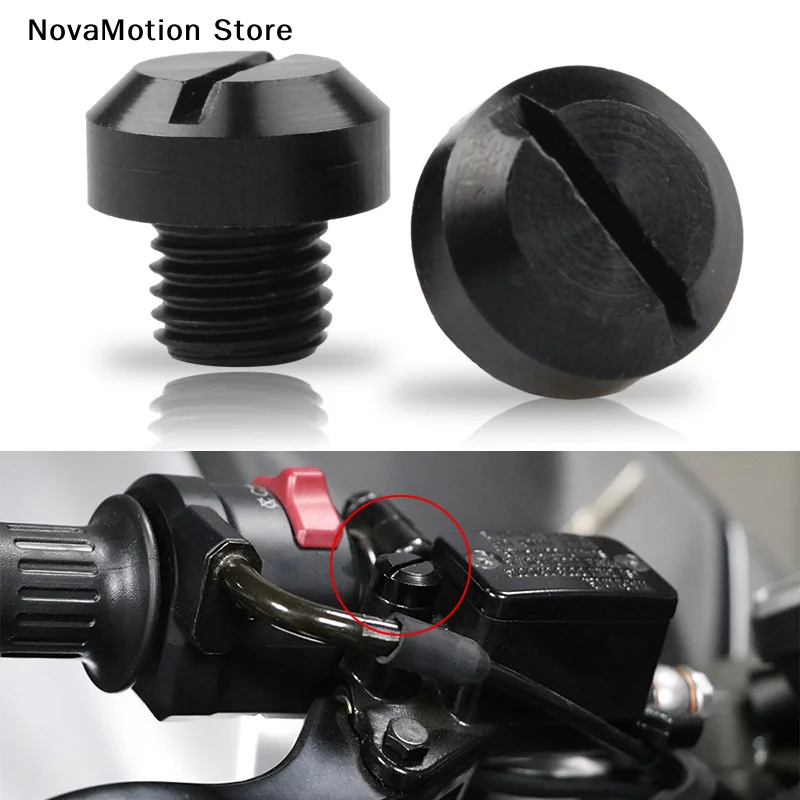 [NM]2Pcs Motorcycle CNC Aluminum M10 X 1.25 Rear View Mirror Hole Plugs Screws Rearview Mirror Holder Anti-Rust[NM]