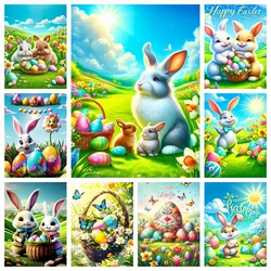 5D DIY Diamond Art Painting Kits New 2024 Embroidery Mosaic Cross Stitch Easter Rabbit Flowers Home Decor Children's Gift Crafts