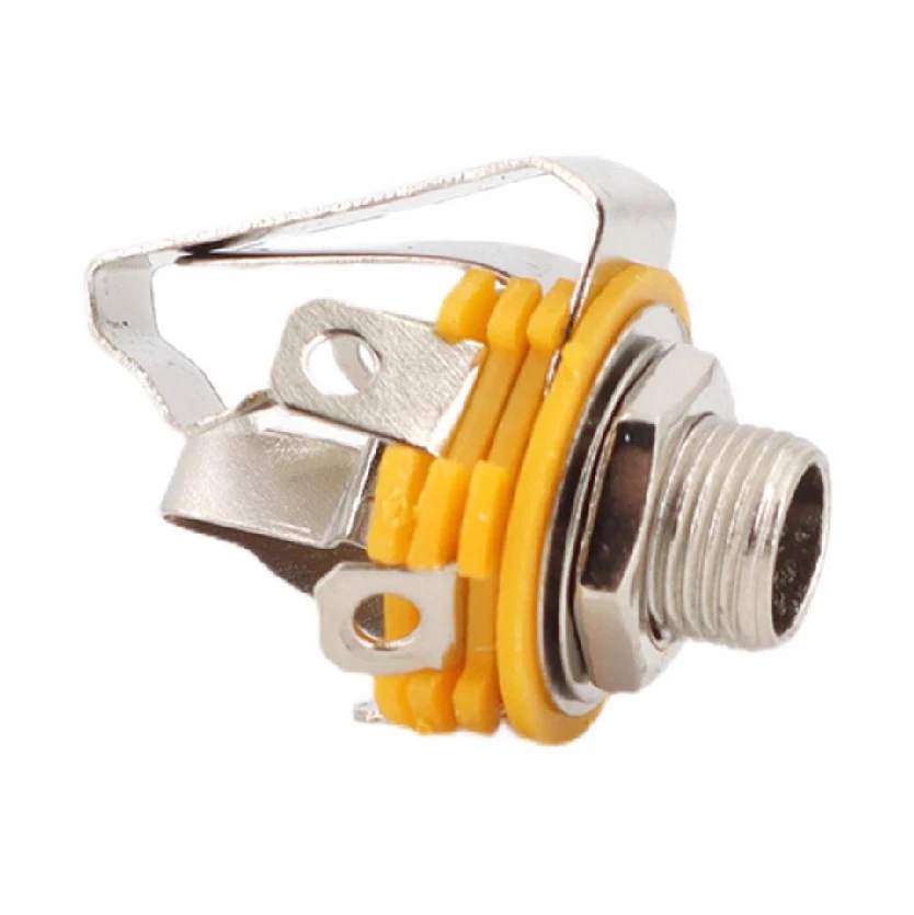 Metal 6.35/6.5MM Electric Guitar Input Jack Mono Stereo Sockets 3 Pole 4/6Pin Connector