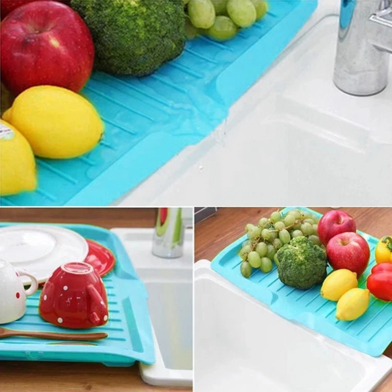 Kitchen Creative Drain Tray Fruit Vegetable Drain Board Rectangular Tableware Storage Shelf Plastic Drainer Dish for Bowl Cup