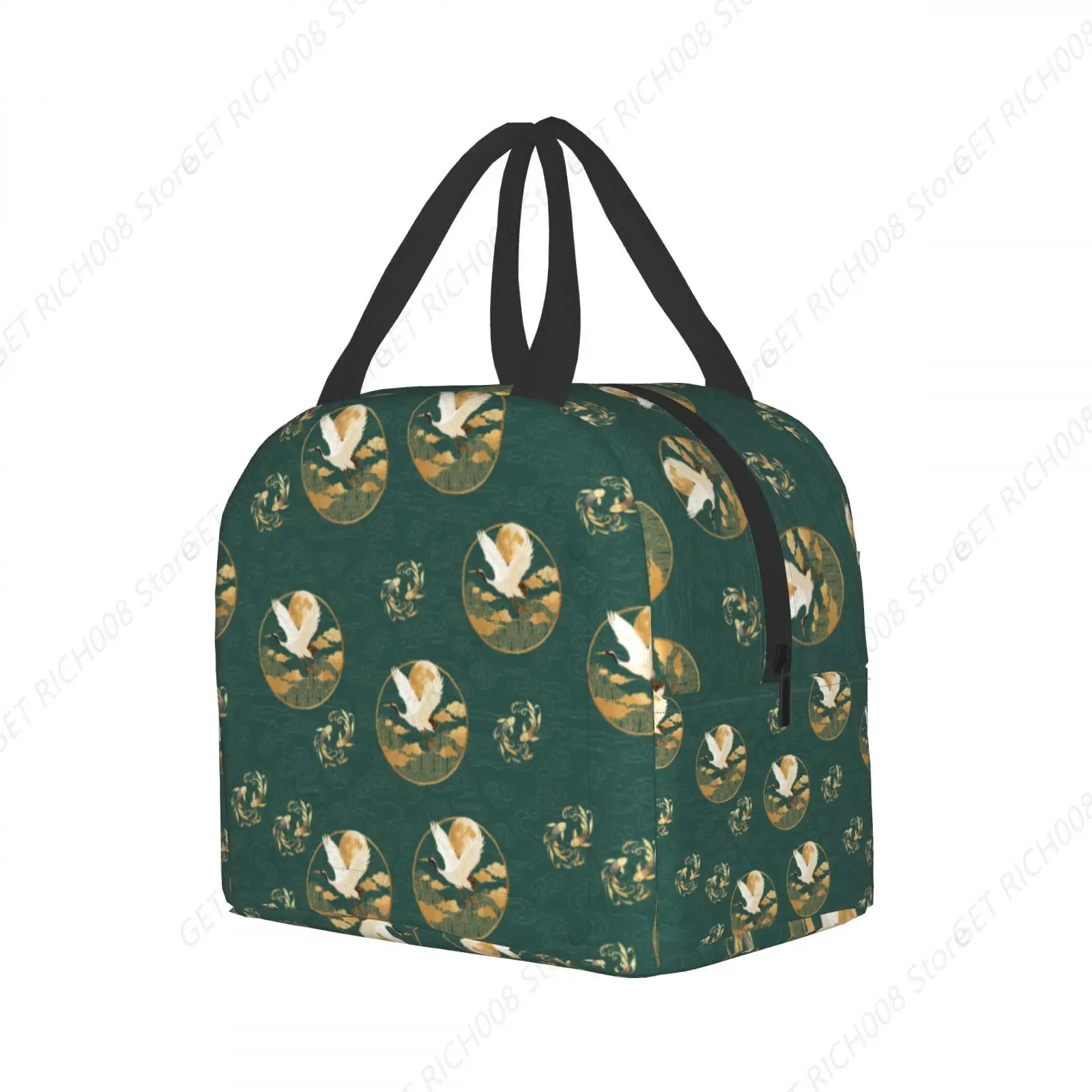 Sac à déjeuner grue élégant pour femmes, boîte à déjeuner isolée réutilisable pour adulte, fourre-tout pour voyage, travail de pique-nique