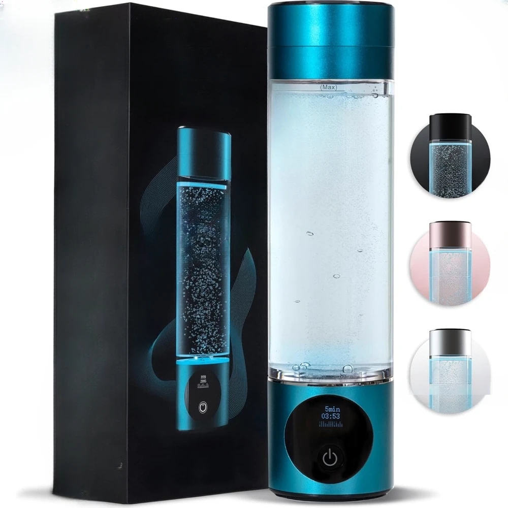 with SPE/PEM Technology, Alternative for Hydrogen Water Pitcher, Water Ionizer, Hydro Water Bottle for Health (Turquoise)