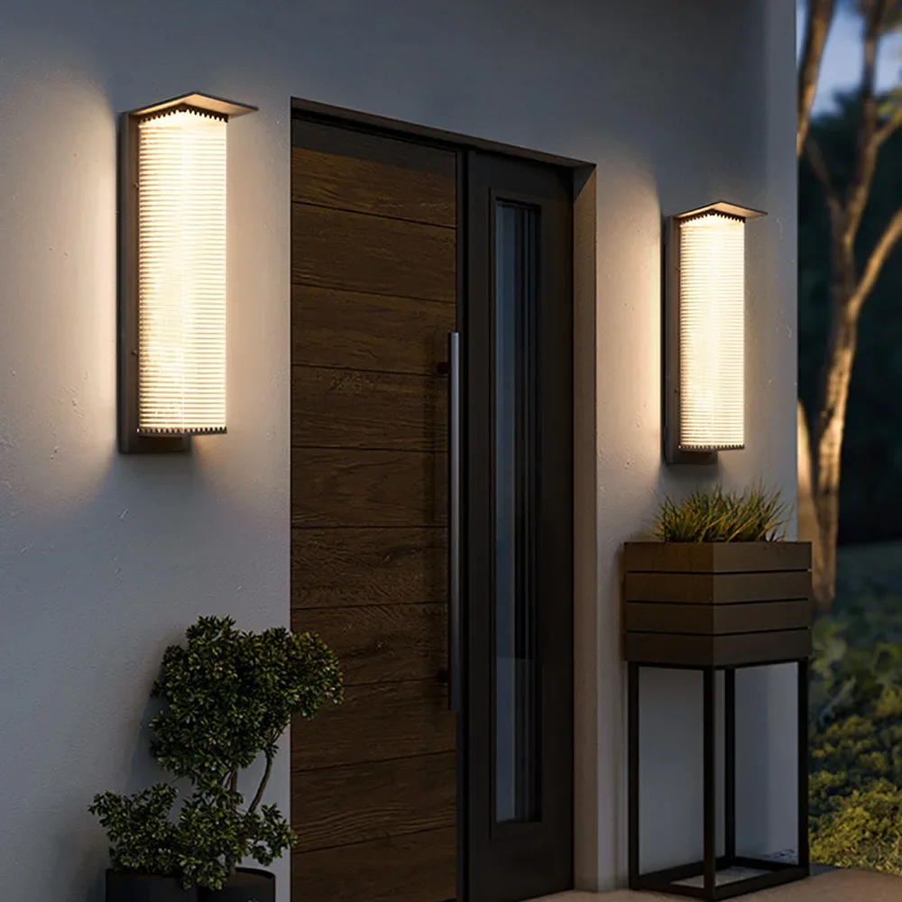 Outdoor Wall Light Solar Stainless Steel Modern Simple Outdoor Aisle Garden Wall Light