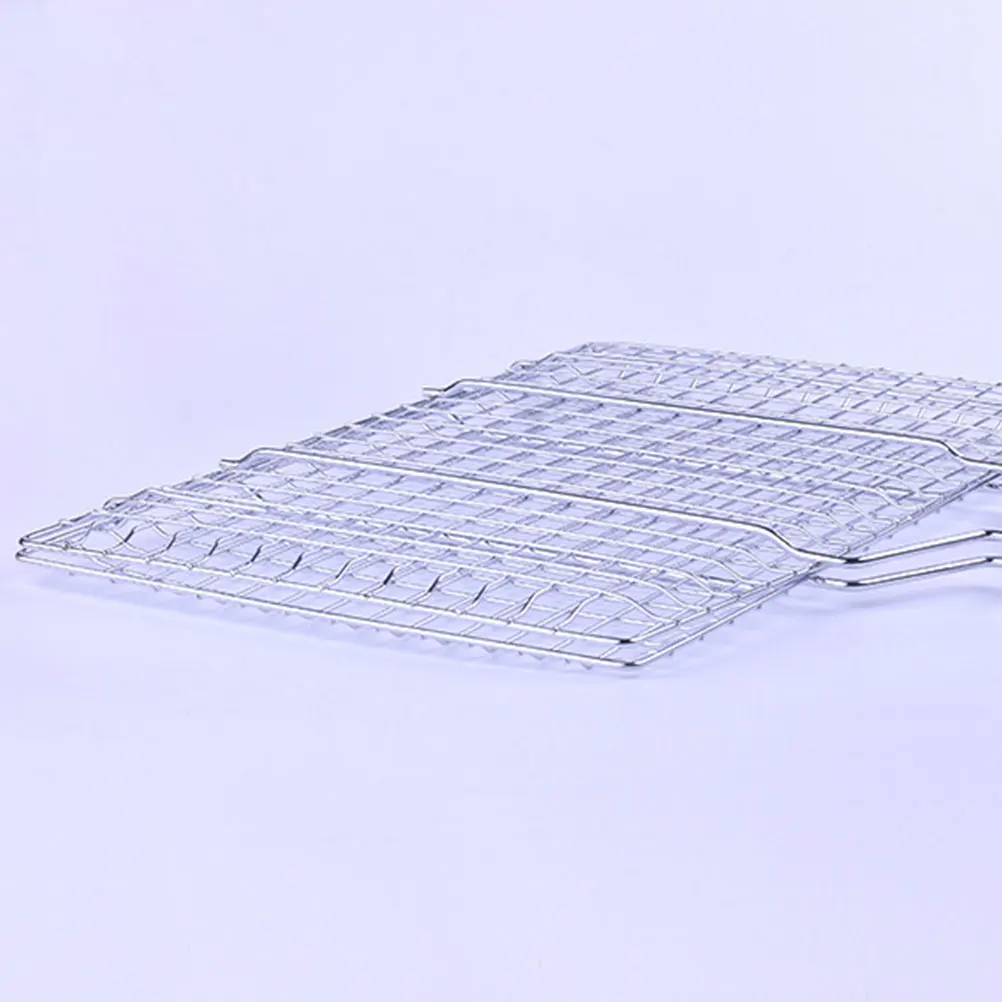 

1 set Stainless Steel BBQ Grill Rack Tongs Folding Mesh Net Clamp Outdoor Barbecue Tool Accessories Grilling Steak Shrimp Fish