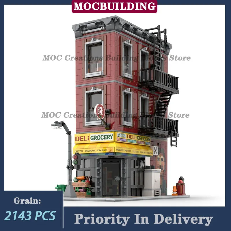 MOC City Architecture Movie Deli Grocery Model Building Blocks Assembly Room Collection Toys Gifts