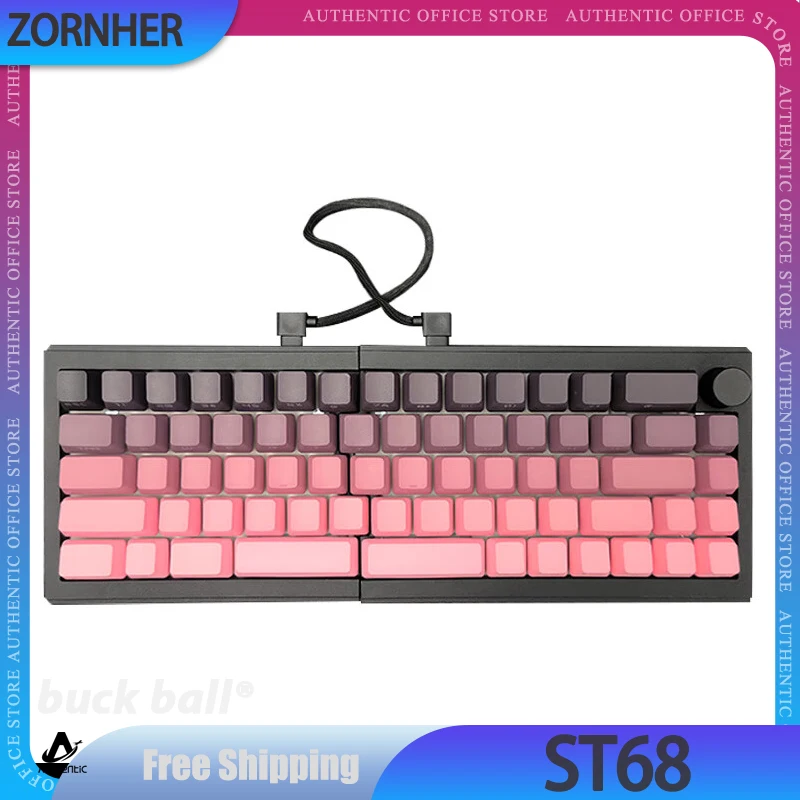 Zuohe ST68 Split Mechanical Keyboard 3mode 2.4g Bluetooth Wireless Split Keyboard Customize Gamer QMK Zornher ST68 Keyboard Gift