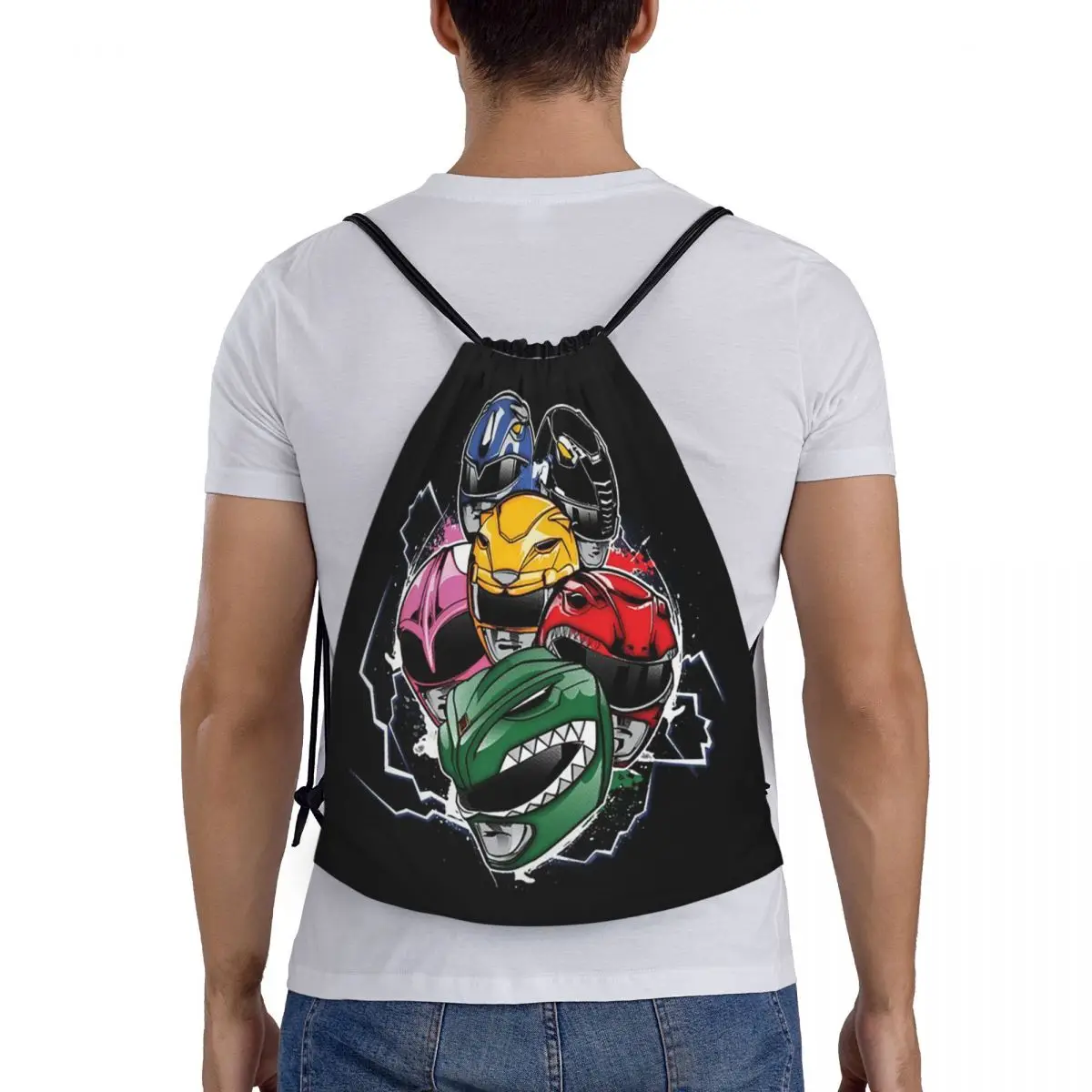 

Mighty Morphin Power Ranger Backpacks Fashion Portable Drawstring Bundle Pocket Shoes Bag Book Bags For Man Woman School