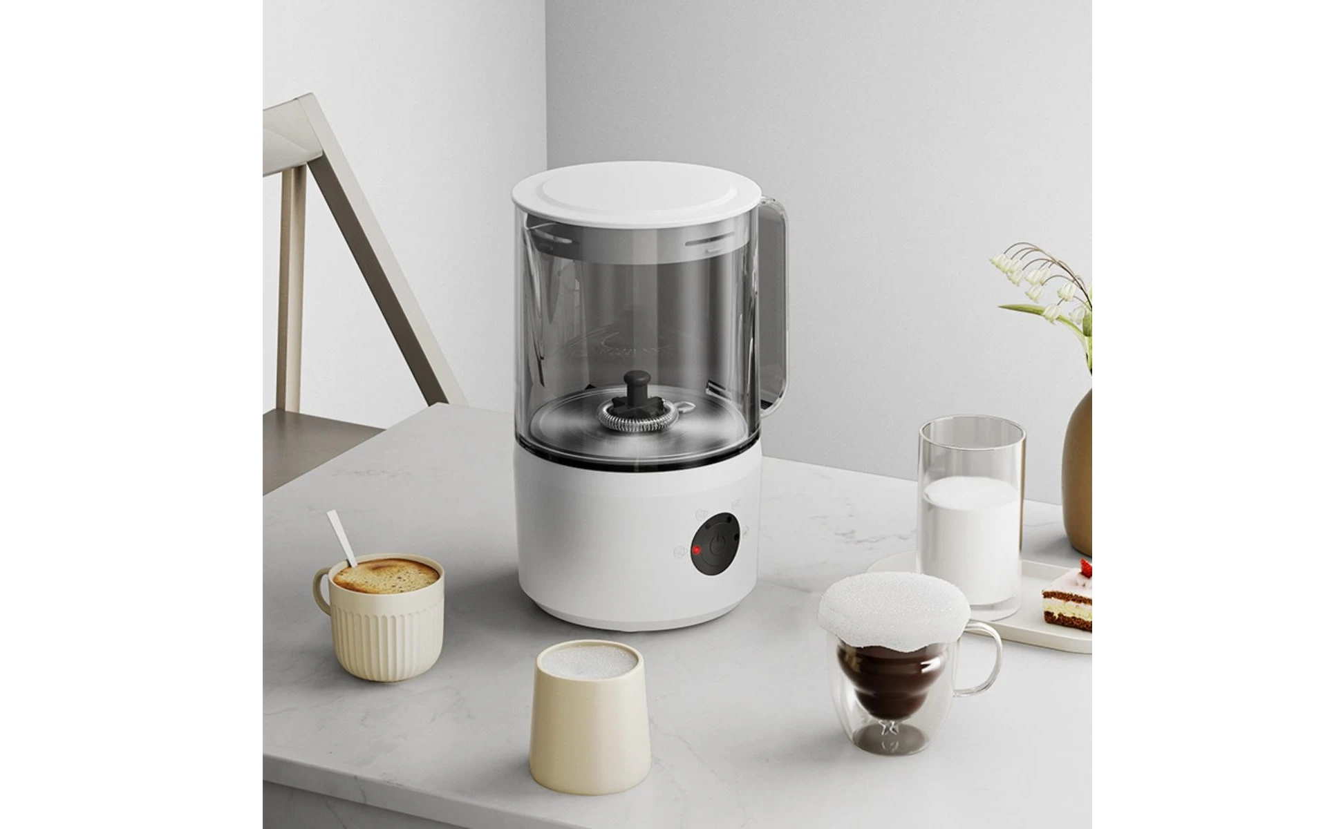 Electric Milk Frother Central Whisk Milk Foam Appliance Frothing Jug Fill Lines Countertop Appliance Easy to Use Electric Milk Frother Central Whisk Milk Foam Appliance Frothing Jug Fill Lines Countertop Appliance Easy to Use
