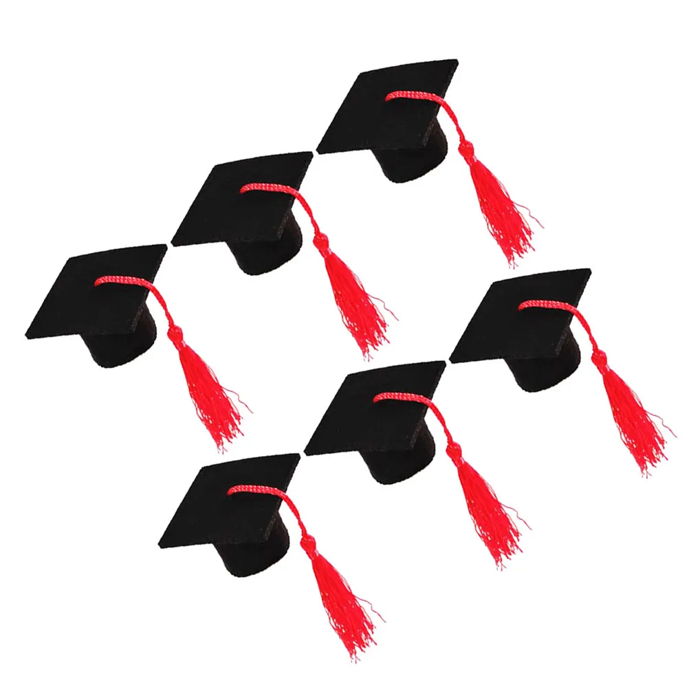 

6Pcs Doctoral Cover Mini Graduation Cap Wine Bottle Sleeve Festive Party Decoration Romantic Bottle Ornament Gift